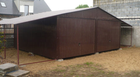 Garaż blaszany 6×5 dwie wiaty