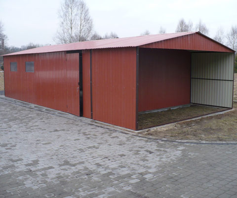 Garaż blaszany 6×5 z wiatą